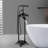 39-3/4 In. Double-Handle Freestanding Floor Mounted Bathtub Filler Faucets With Hand Held Shower Head In-111704735