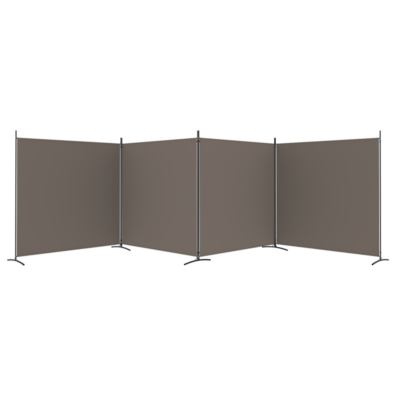 Kyen 457.2cm H Folding Room Divider, Anthracite, 180cm H x 698cm W, 4
