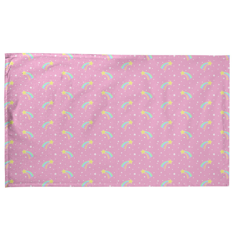 Serviette à thé à motif filant stars, Sergé de coton, Rose