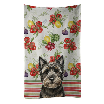 Black Cairn Terrier Vegetables Kitchen Towel