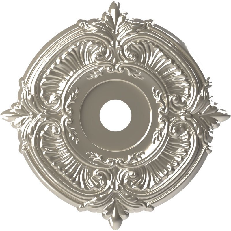 Attica Thermoformed PVC Ceiling Medallion, Bright Coat Chrome, 19" H x 19" W x 1" D