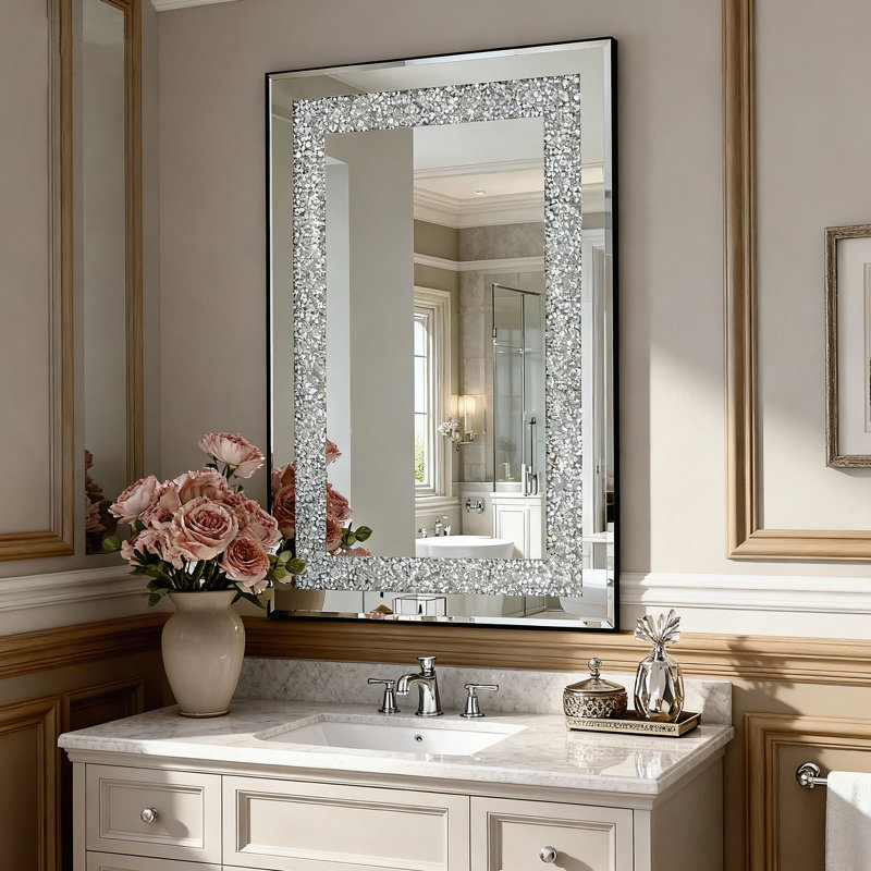 Grand miroir suspendu en cristal Crystal Diamond