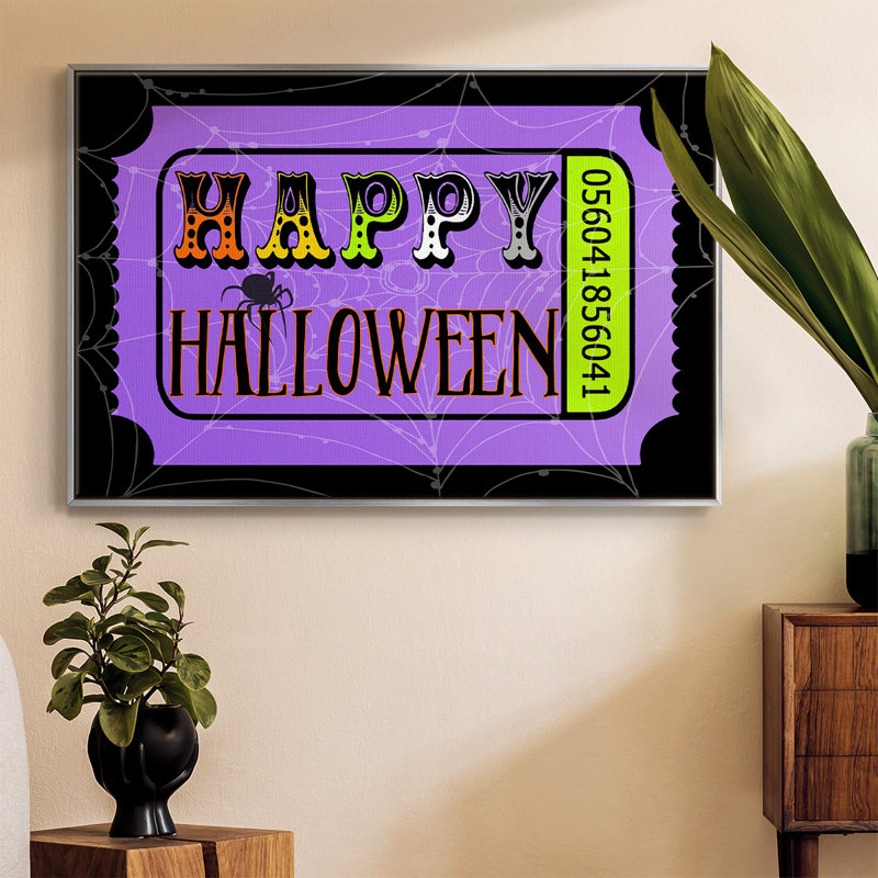 Joyeux Halloween, impression sur toile encadrée, H 17 po x l 25 po x P 2 po, Encadrement argenté