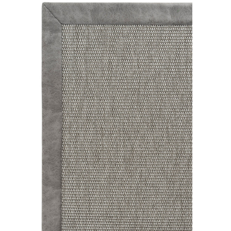 Leather Medusa Border Sisal Carpet for Living Room, Rectangle 3'4" x 5'