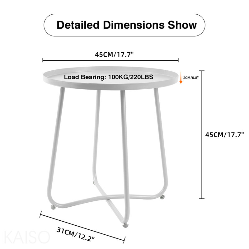 Modern Minimalist Patio End Table - White, 18.9" H x 18.9" W x 18.9" D, White