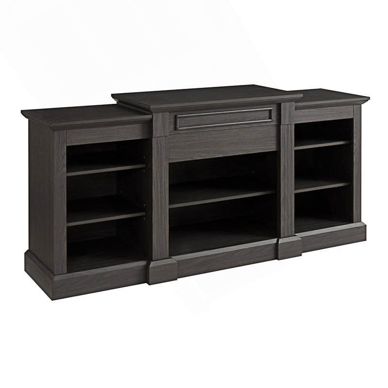 Console média avec grande armoire de rangement, table télé, Gris