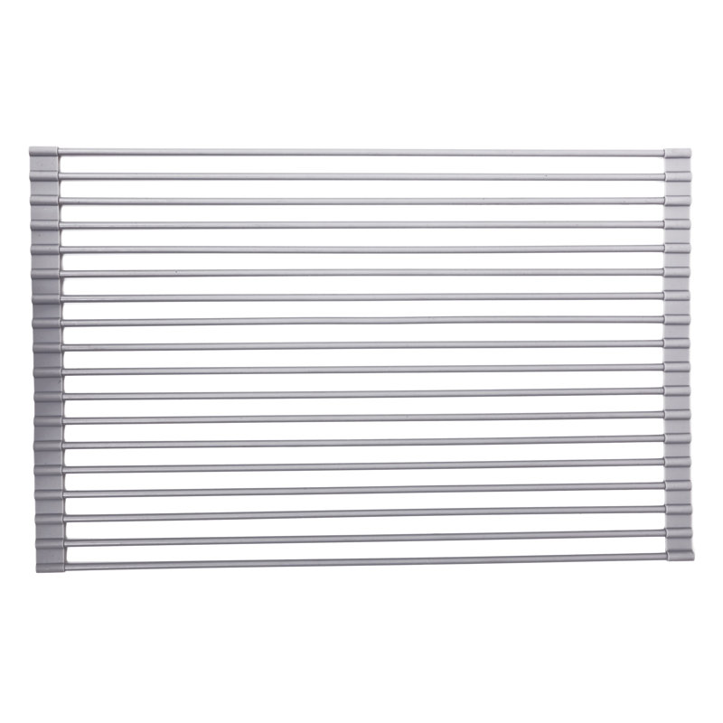 Gray Silicone-Coated Steel Foldable Over-Sink Drying Rack