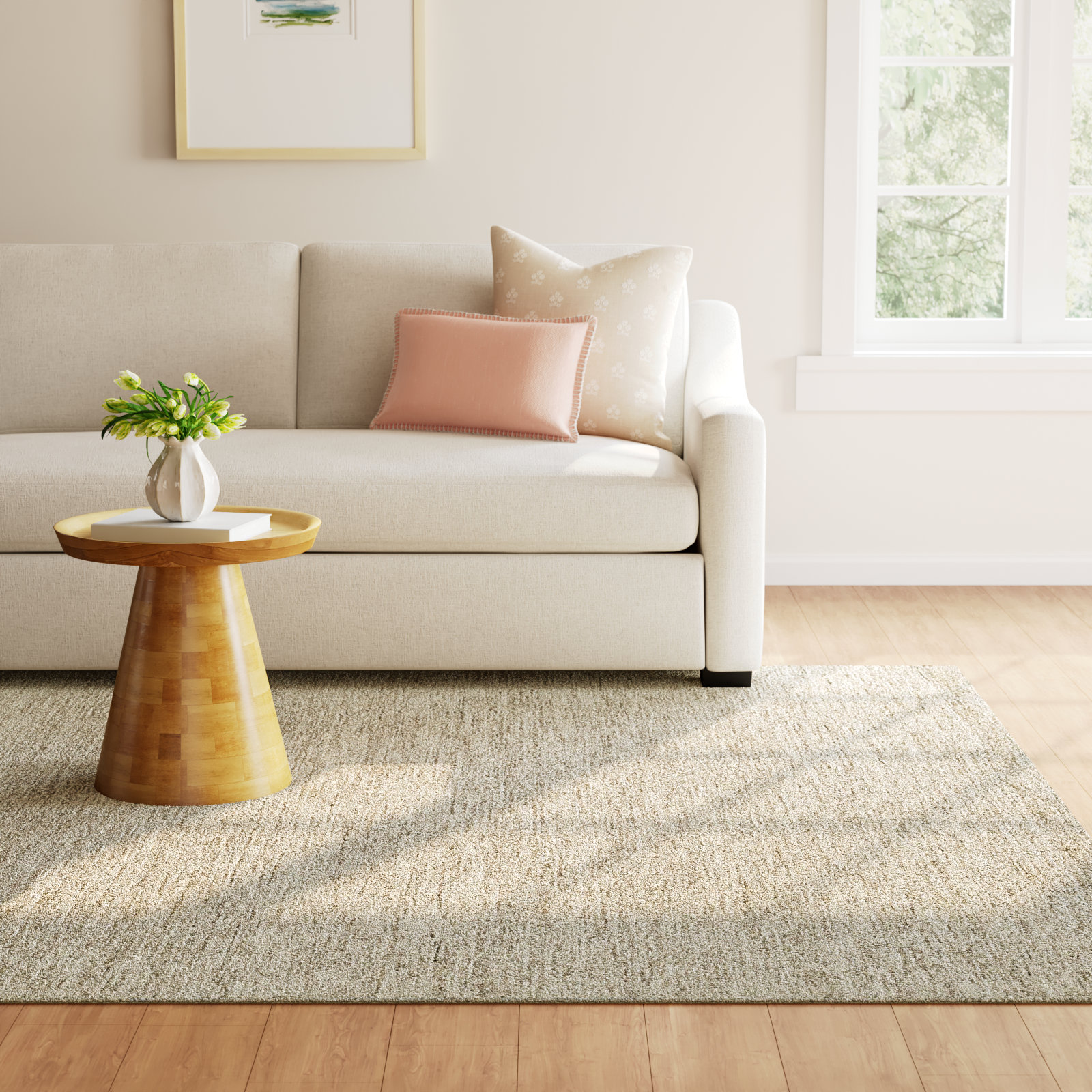Gray Sand Hand-Tufted Wool Rug, Rectangle 5' x 8'