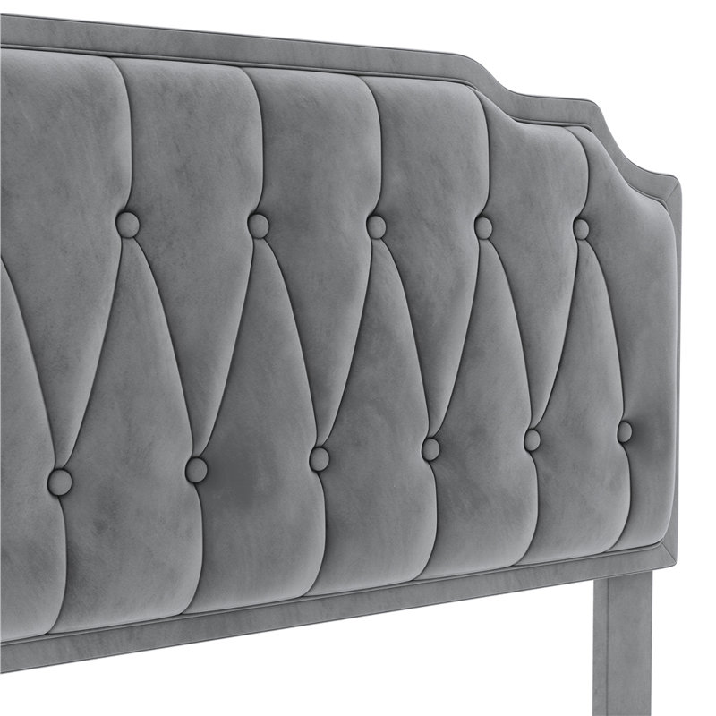 Upholstered Bed Frame with with Diamond Button-Tufted Headboard, Beige, King