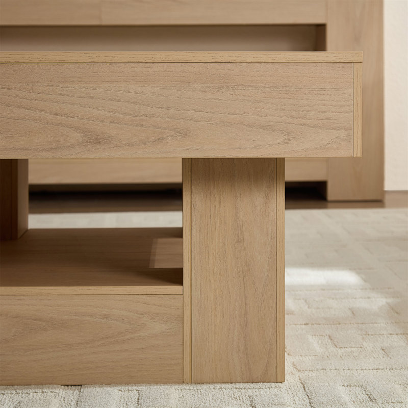 Table basse rustique carrée, Natural Wood
