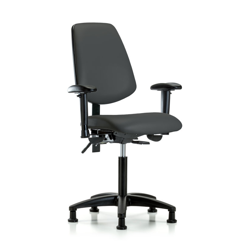 John Vinyl Task Chair, Charcoal, Glides, Included