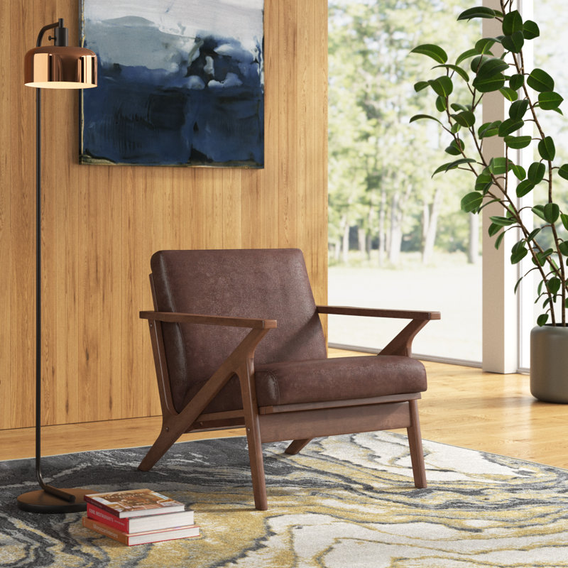 Zola Upholstered Accent Armchair, Brown Polyester, Walnut