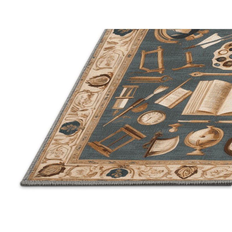 Tapis gris français lavable à la machine, Carré 8 pi