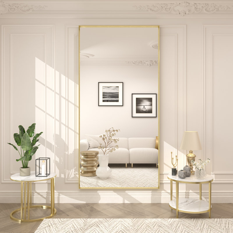 Miroir mural Aevar, 72 po x 36 po, Or brossé