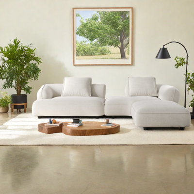 Ensemble de salon spacieux en forme de L, modulaire, en mousse et en polyester