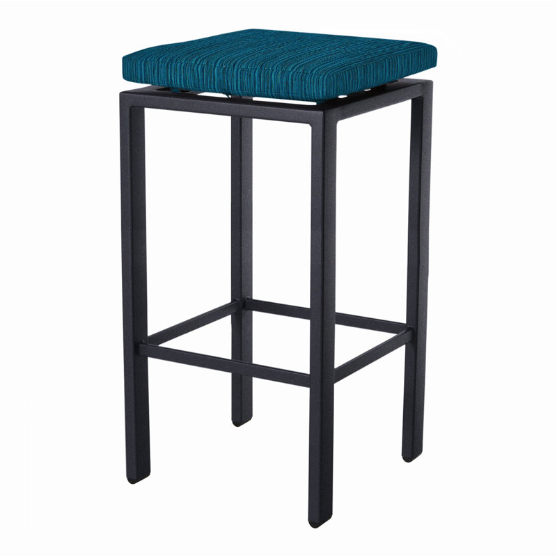 Aris Outdoor Bar Stool, Graphite, Alcazar Redwood, 31.25"