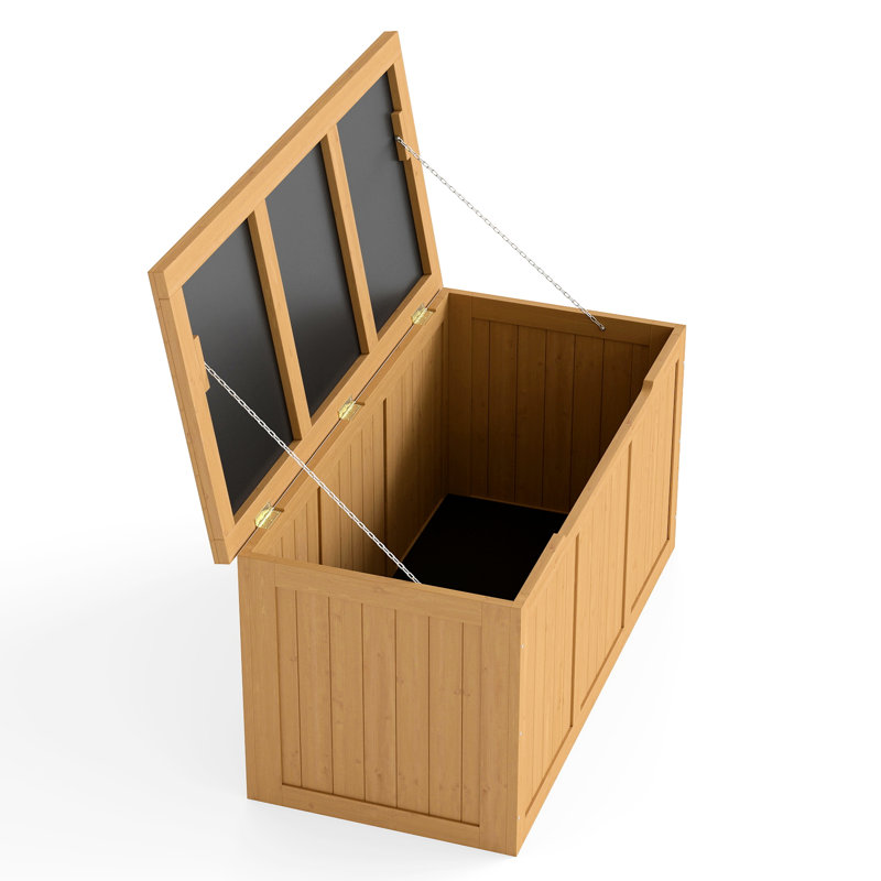 Low - Maintenance 67 Gallon Solid Wood Deck Box For Outdoor Areas, Offering Ample Room Patio Furniture Cushions, Light Brown