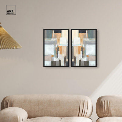 Ensemble de toiles imprimées aux formes découpées – Décoration murale moderne par Art Remedy, cadre noir, 10 x 15