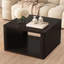 Table basse carrée, table basse de style campagnard avec rangement, table centrale à 2 niveaux, table de salon