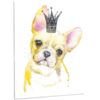 DesignArt French Bulldog With Black Crown On Metal Print | Wayfair