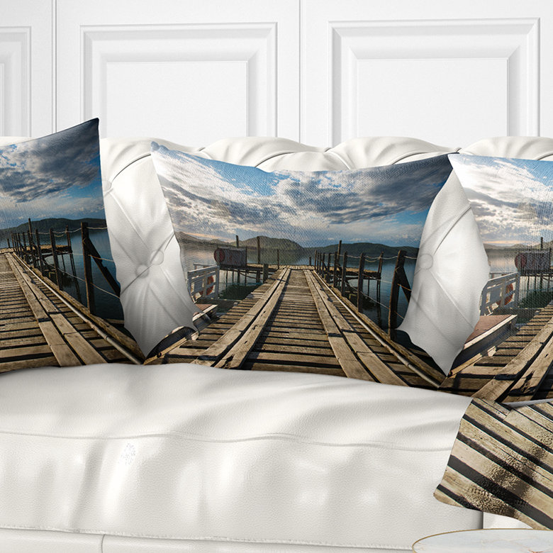 Coussin de très grand pont en bois dans une nouvelle-zélande sea, 16 po x 1 po, Coussin décoratif