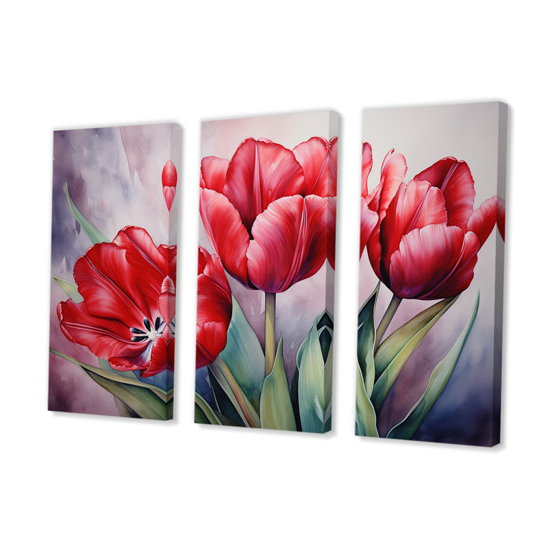 Tulipes tranquillité - ensemble de reproductions d'art mural tulipes, H 28 po x l 36 po x P 1 po