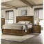 Ensemble de mobilier de chambre à coucher: lit simple transitionnel + 2 tables de chevet, brun noyer | Bois d'ingénierie, bois d'hévéa | Lits standard