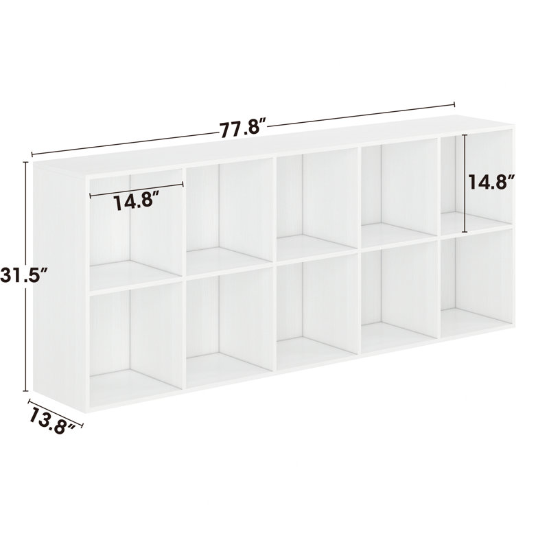 Hokku Designs Shoe Rack, 10 Compartment Open Storage Display Shoes Organizer FSSR018, Ivory White