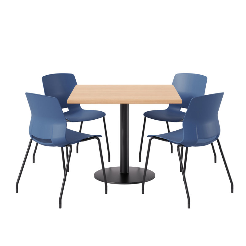 Ensemble repas pour 4 personnes à hauteur de bar, Érable, Bleu marine / Noir, H 41 po x L 36 po x l 36 po