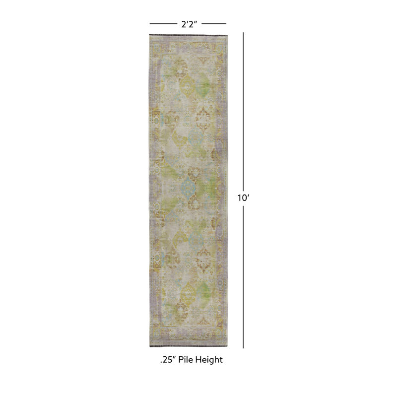 Laurel Mersin Machine Woven Polyester Area Rug in Purple, Runner 2'2" x 10'
