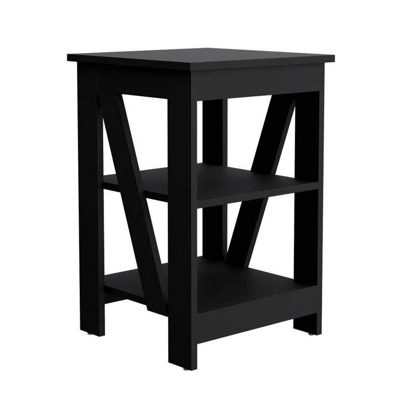 Versatile 3-Tier Side Table With Ample Storage For Various Spaces, Black