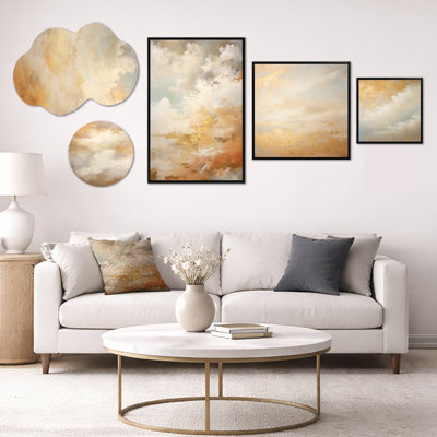 Magic Sky Simplicity I – Large Landscape Wall Decor, Metal and Framed Canvas Wall Art Set of 5 (100" x 40")