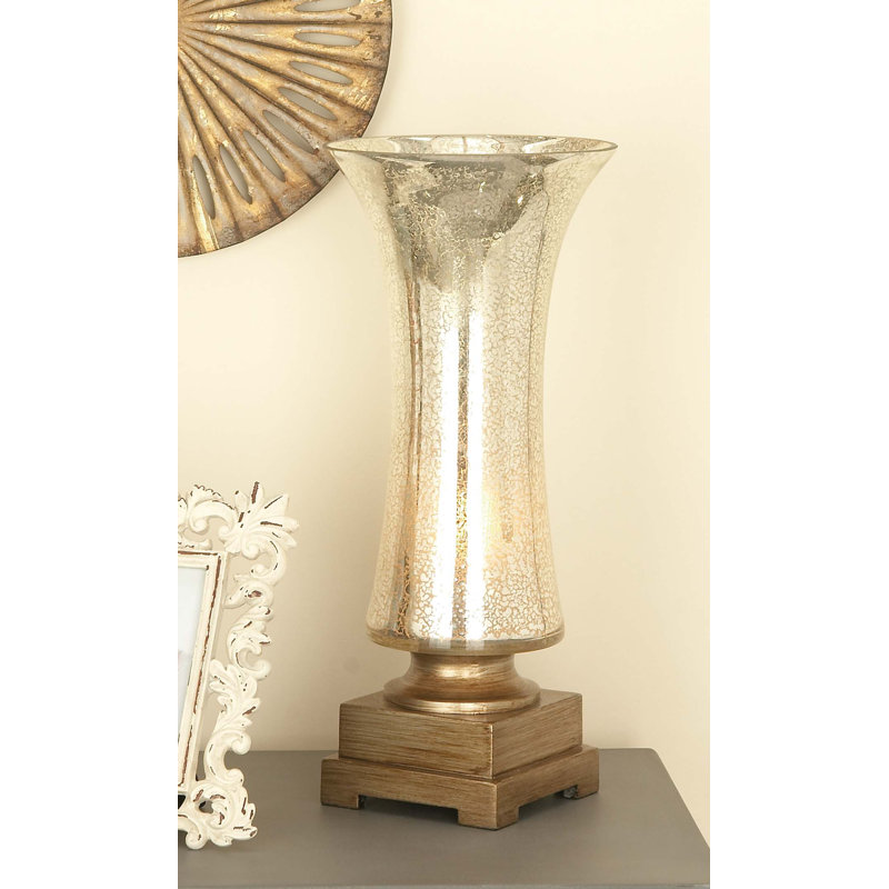 Glass Silver Uplight with Gold Base Set