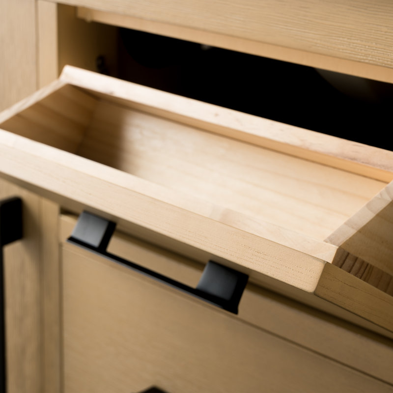 Chambery 48" Single Sink Bathroom Vanity with Engineered Marble Top, Natural Oak, Matte Black