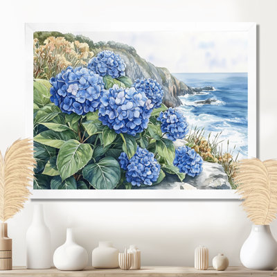 «Hydrangeas By The Seaside Cliff II - Hydrangea», reproduction sur toile
