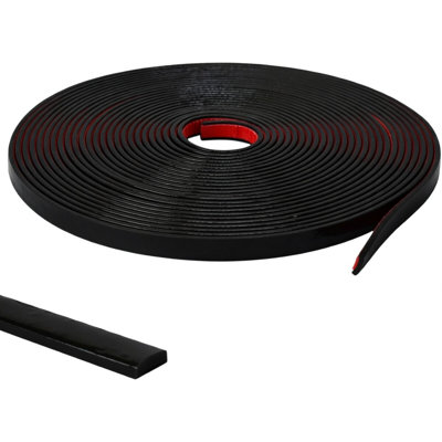 Garniture de moulure murale auto-adhésive de 26,2 pi de largeur - 0,4 po de largeur en PVC pour miroirs, carreaux et dosseret - noir