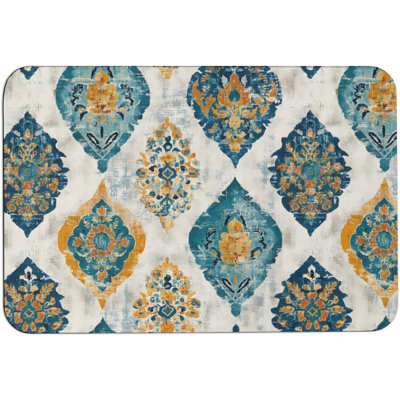 Tapis de salle de bain rétro antidérapant à motif de diatomite à motif floral 16 po x 24 po