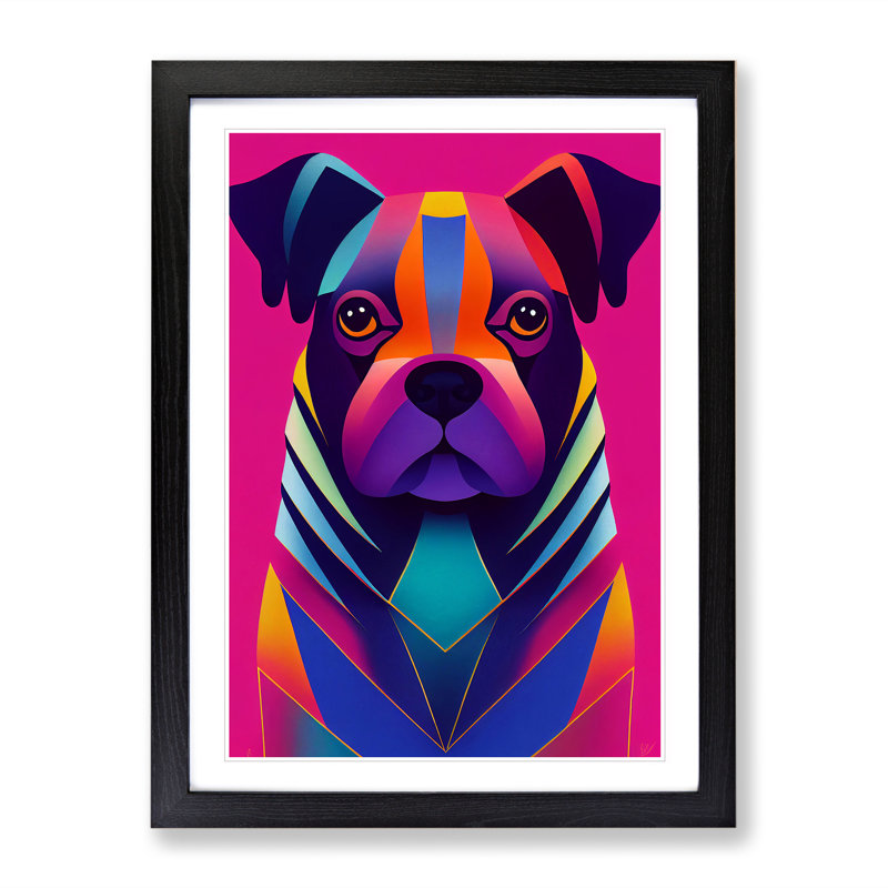 Striking Dog Abstract - Single Picture Frame Print, Black Framed, 64cm H x 46cm W x 2cm D