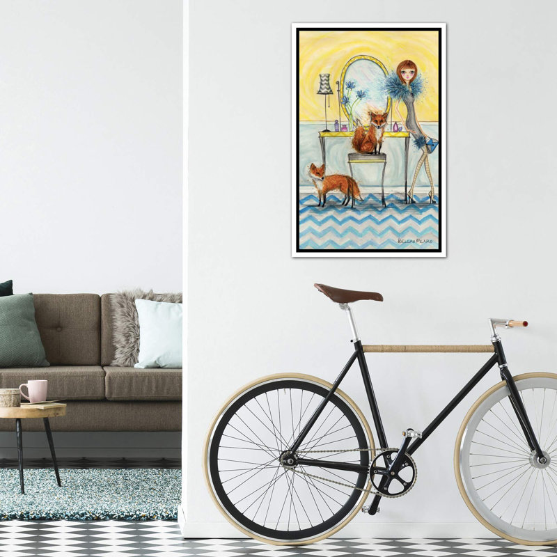 Art fiona et fox, H 40 po x l 26 po x P 1,5 po, Toile blanche encadrée