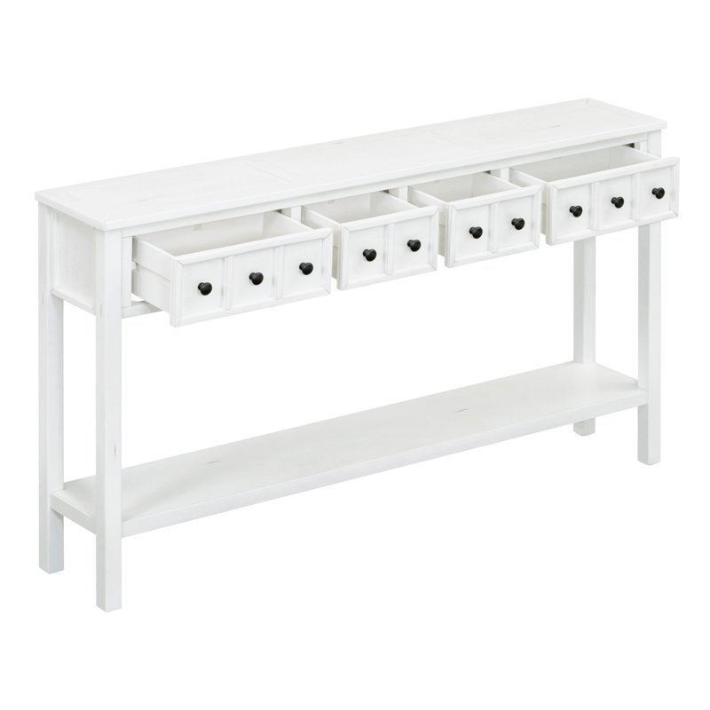 Rustic Entryway Console Table, Antique White