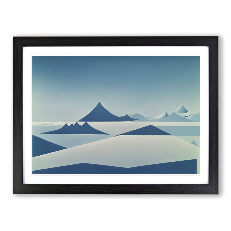 XH1022-10175X Winter Abstract Mountains - Single Picture Frame Print, 25cm H x 34cm W x 2cm D, Black