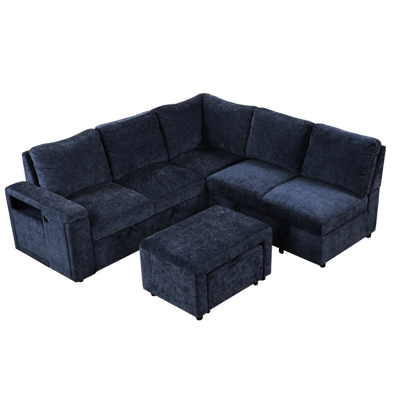 Comfy L-Shaped With Storage Space - Blue For Living Areas Modern And, Blue