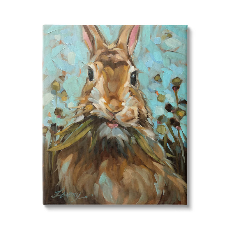 Faune, lapin mangeant de l'herbe, art mural par Andrea Lavery, H 20 po x l 16 po x P 1,5 po