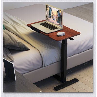 Bureau mobile à hauteur réglable avec bureau rabattable, 4 roulettes et réglage de la hauteur et de l'angle pour la maison et le bureau