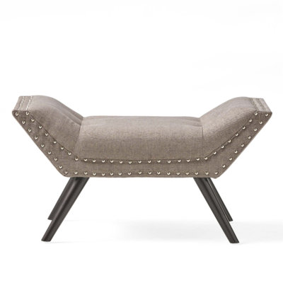 MARRIOTT Luxe Upholstered Ottoman Bench with Tufted Design and Splayed Birch Legs for Modern Living Spaces