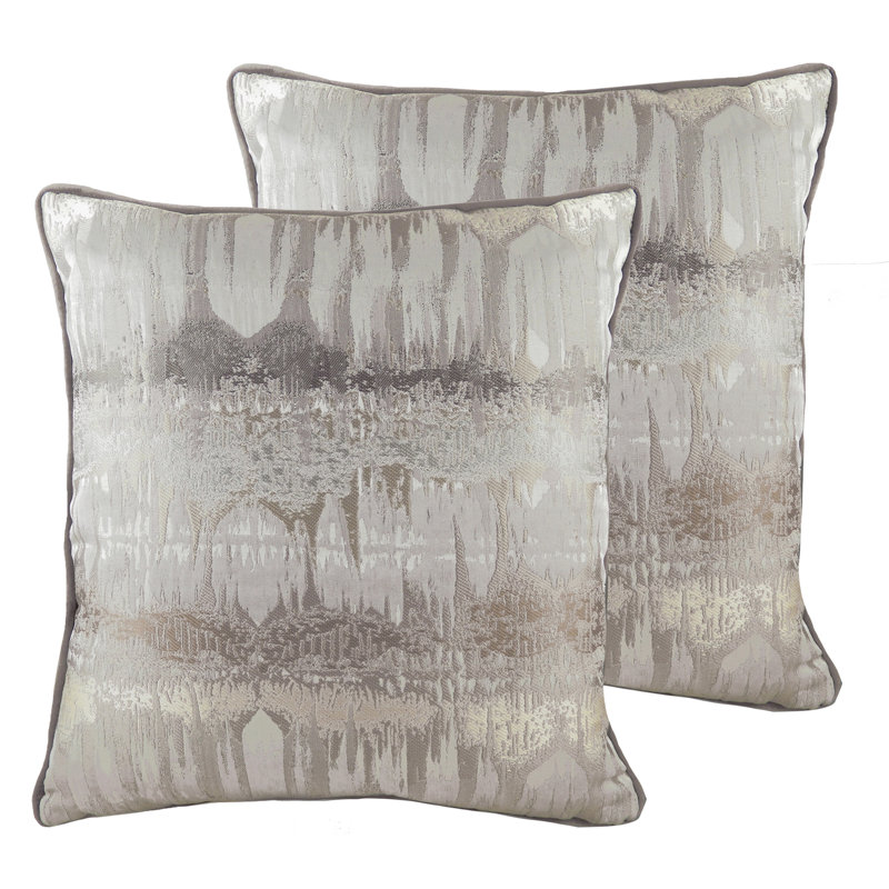 Inca Abstract Square Cushion, 56cm H x 56cm W x 4cm D, Silver, Polyester