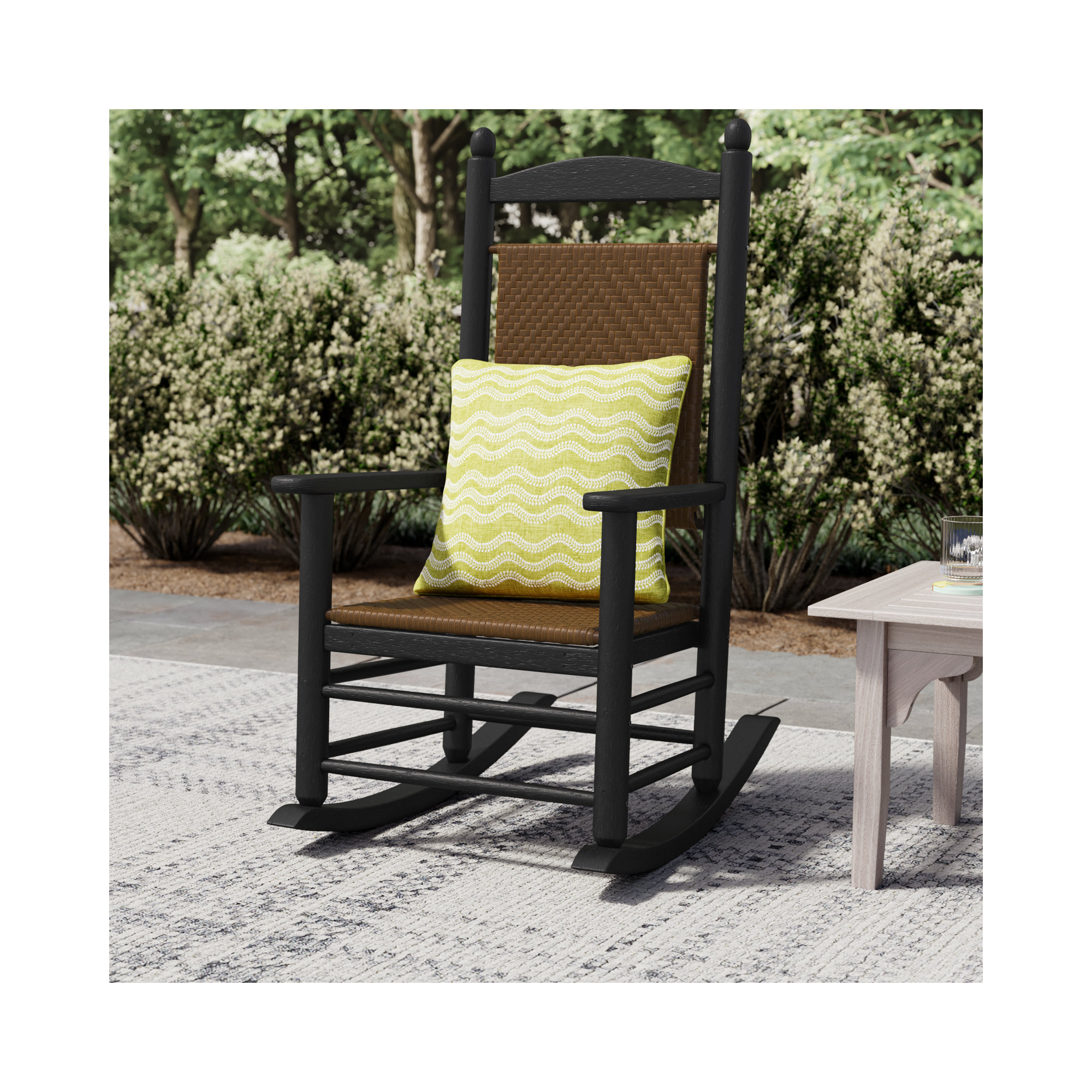 POLYWOOD Rocker Woven Rocking Chair, Black