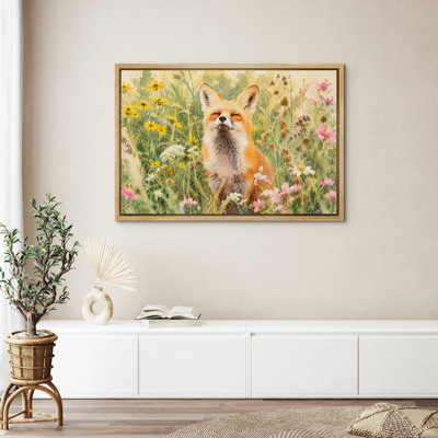 «Fox in Wildflowers», reproduction d'art sur toile encadrée dans la chambre principale