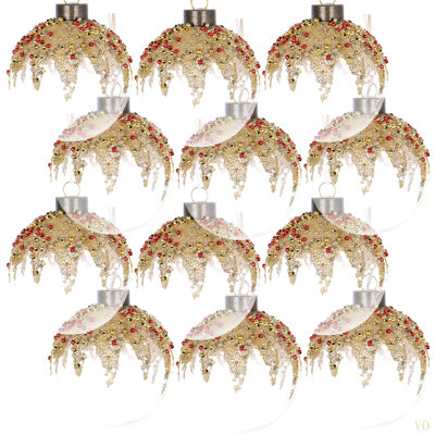 D3 ", boules de Noël décoratives, boules de Noël suspendues en verre pour décorations de fêtes, lot de 12