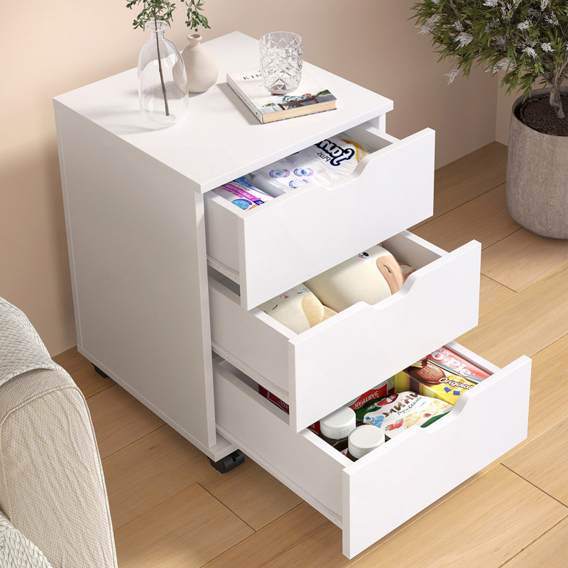 3-Drawer Vertical Filing Cabinet With Casters (Non-Assembled), White
